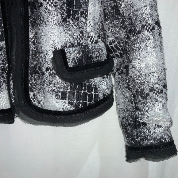 Cache tweed jacket Sz 4 velvet & lace ribbon trim - Picture 2 of 5